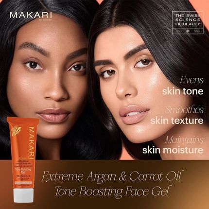 Makari Extreme Carrot & Argan Oil Facial Toning Gel 1.0Oz Lightening Brightening & Tightening Gel With Organiclarine - Whitening & Anti-Aging Treatment
