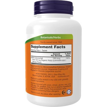 Now Kelp Natural Iodine Supplement 150Mcg - Super Green 200 Tablets