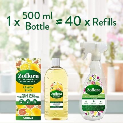 Zoflora Lemon Zing 500Ml Concentrated 3-In-1 Multipurpose Disinfectant 500Ml - Image 3