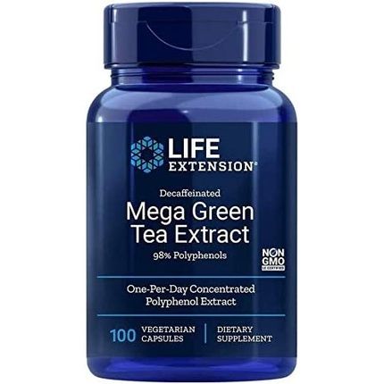 Life Extension Mega Green Tea Extract 98% Polyphenols - High Potency - Decaffeinated - 100 Vegetarian Capsules
