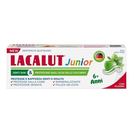 Lacalut Junior Toothpaste 6+ Years Daily Hygiene Cavity Protection With Fluoride And Xylitol Apple And Mint Flavor 55Ml