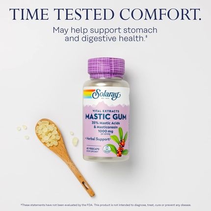 Solaray Mastic Gum 1000Mg Gut Health And Digestion Supplement 45 Vegcaps - Image 3