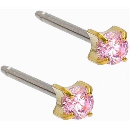 Blomdahl Hypoallergenic Golden Titanium 3Mm Cz Light Rose Prong Set Stud
