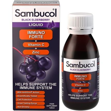 Sambucol Natural Black Elderberry Immuno Forte With Vitamin C And Zinc 120Ml