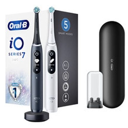 Oral B Io7 Series Duo Pack Electric Toothbrush Black Onyx And White Extra Handle 2 Pieces