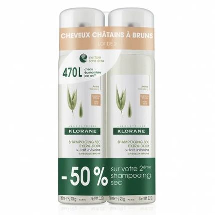 Klorane Oatmeal Dry Shampoo For Brown Hair 2X150Ml
