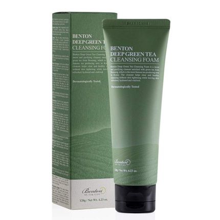 Benton Deep Green Tea Cleansing Foam 120G - Pore Tightening And Cleansing Face Cleanser For Oily And Sensitive Skin