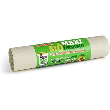 Virosac 135048 Biodegradable Sacks, Mater Bi, 18 X 4 X 4 Cm, 5 Units