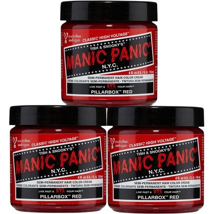 Manic Panic Pillarbox Red Classic Creme Vegan Cruelty Free Red Semi Permanent Hair Dye 118Ml