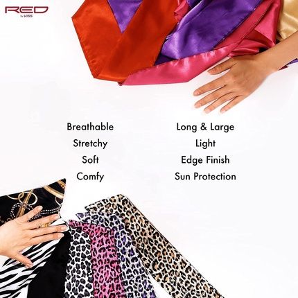 Red By Kiss Edge Laying Scarf Wrap For Hair Edge Silky Satin Scarf Set 3 - Image 3