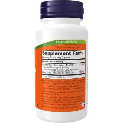 Now Supplements Chaste Berry Vitex Extract 300Mg With Dong Quai Women'S Health 90 Veg Capsules