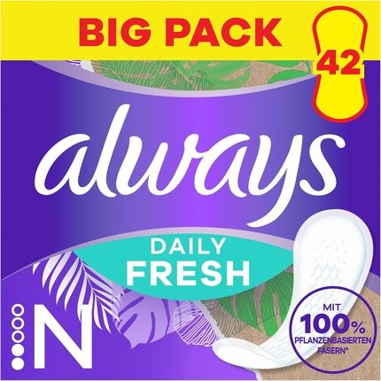 Always Daily Fresh Panty Liners Normal With 100% Plant-Based Fibers 42 Count