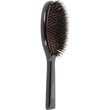 Tb Tools For Beauty T4B Lussoni Wooden Detangling Oval Hair Brush With Natural Wild Boar And Nylon Bristles For Short And Medium Hair Black Antistatic Properties