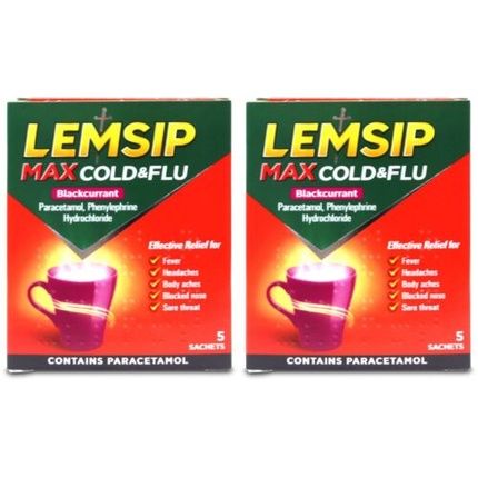 Lemsip Max Cold & Flu Blackcurrant Sachets 5 Pack