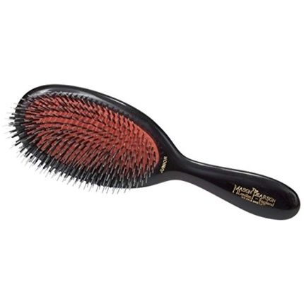 Mason Pearson Junior Bn2 Hairbrush With Pure Boar Bristles And White Nylon Pins 14 Rows