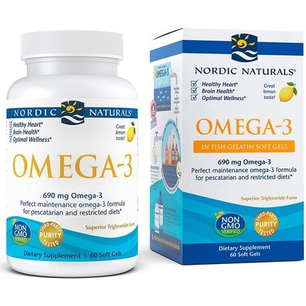 Nordic Naturals Omega-3 In Fish Gelatin Lemon Flavor 690Mg 60 Fish Gels - Non-Gmo