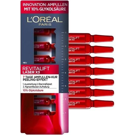 L'Oreal Paris Ampoules Revitalift Laser X3 Anti-Aging Face Care With Exfoliating Effect 7-Day Course Glycolic Acid 7X1.3Ml