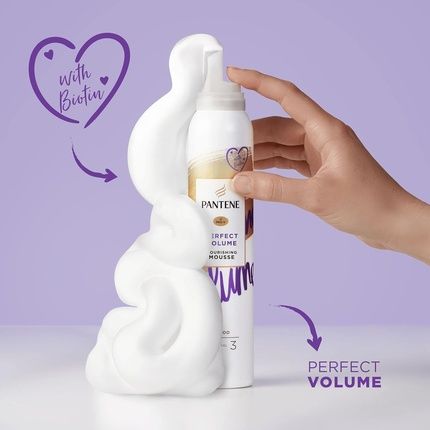 Pantene Hair Mousse For Volume Heat Protection Spray Hair Thickening Products Volumising Non Sticky With Biotin - Image 3