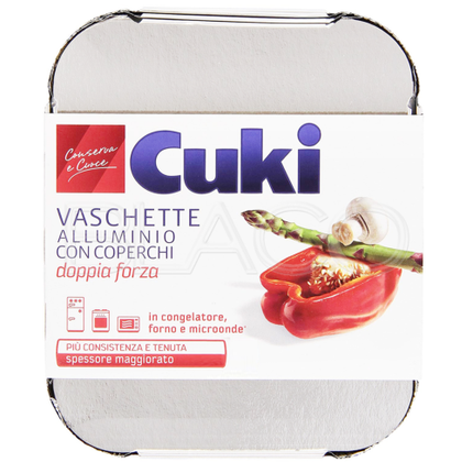 Cuki Aluminum Trays With Lid 8 Portions - Pack Of 2