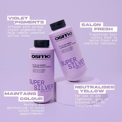 Osmo Super Silver Shampoo Violet Pigment No Yellow Or Brass Purple Toning