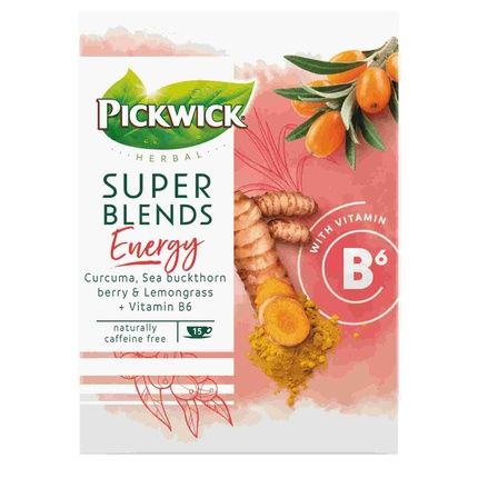 Pickwick Super Blends Energy With Curcuma, Sea Buckthorn & Lemongrass Tea Bags