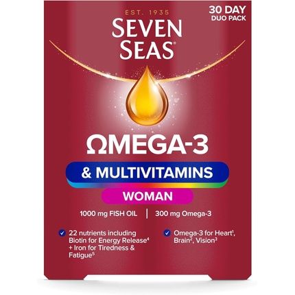 Seven Seas Omega-3 & Multivitamins Woman With Biotin And Iron 30-Day Duo Pack