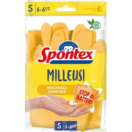 Spontex Gloves Casalinghi Milleusi Extra, 100% Latex With Cotton Lining, 1