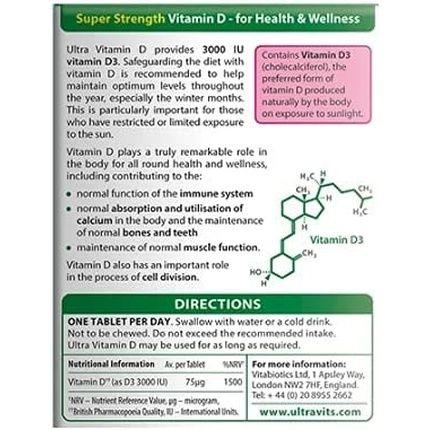 Vitabiotics Ultra Vitamin D 3000Iu Super Strength Tablets 96 Pack