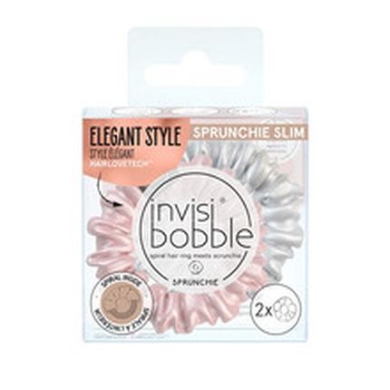 Invisibobble Pink And Silver Satin Hair Scrunchies