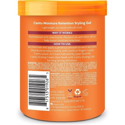 Cantu Moisture Retention Styling Gel With Flaxseed And Olive Oil 524G
