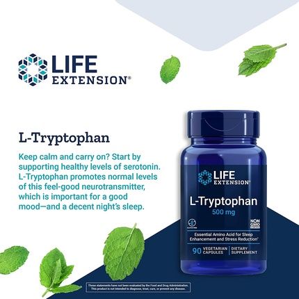Life Extension L-Tryptophan 500Mg 90 Vcaps - Image 3