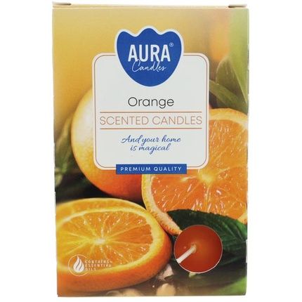 Aura Candles Tealight Scent 6Pcs Orange Box Size 12X8X18 Cm Burning Time Approx 4 Hours
