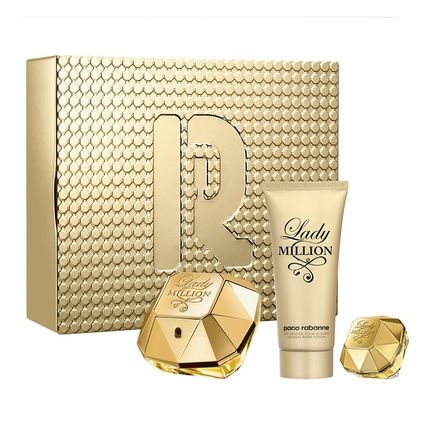 Paco Rabanne Lady Million Eau De Parfum Spray 80Ml Set With Body Lotion 100Ml And Miniature Eau De Parfum Spray 5Ml