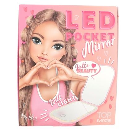 Topmodel Foldable Pocket Mirror With Led Pink