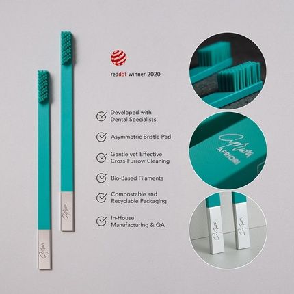 Apriori Turquoise Blue Silver Medium Premium Toothbrush