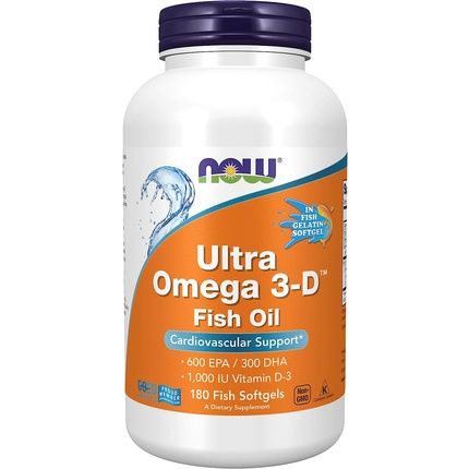 Now Ultra Omega 3-D Omega-3 Fish Oil With Vitamin D-3 180 Softgels