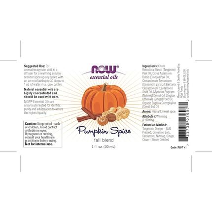 Now Essential Oils, Pumpkin Spice Oil Blend, Pleasant Sweet Spice Scent With