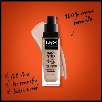 Nyx Can'T Stop Won'T Stop Full Coverage Foundation Porcelain 30Ml