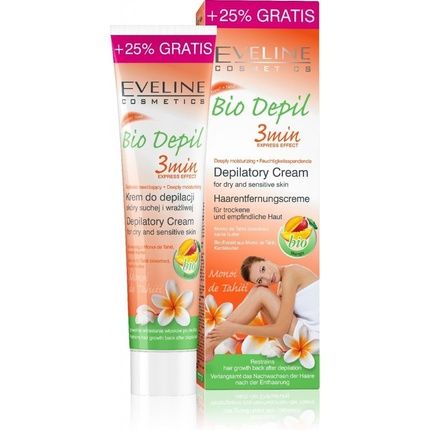 3-Minute Express Hair Removal Cream For Dry/Sensitive Skin Bio-Depil With Mango Extract, Karite Butter, Gardenia Flower 125Ml