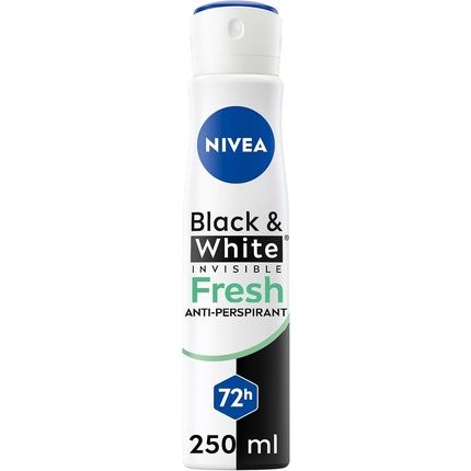 Nivea Black & White Fresh Antiperspirant Spray 250Ml 72Hr Anti-Sweat Women'S