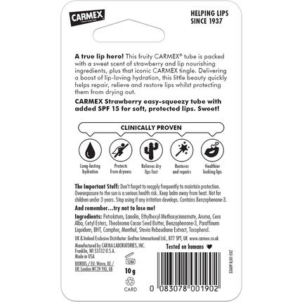 Carmex Strawberry Lip Balm Tube 10G