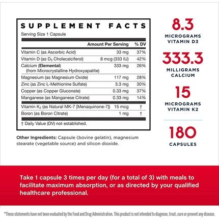 Jarrow Formulas Bone-Up Capsules For Bone And Cardiovascular Health 180 Count - Gold