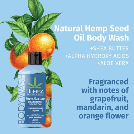Hempz Triple Moisture Body Wash Grapefruit & Peach Hydrating For Sensitive Skin - Image 3