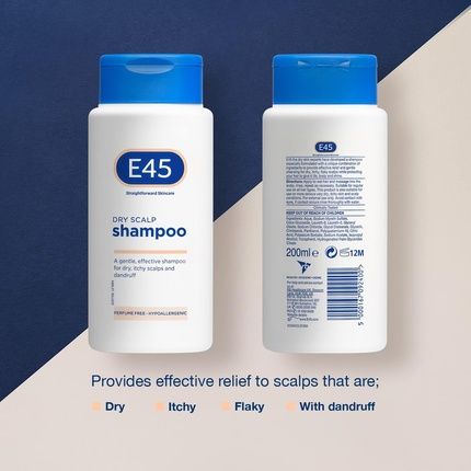 E45 Dermatological Dry Scalp Shampoo 200Ml - Shampoo For Dry Scalp Relief With Pro Vitamin B5 - Anti Dandruff Shampoo - Perfume Free