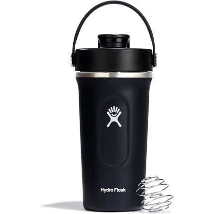 Hydro Flask Insulated Shaker Bottle 709Ml 24Oz For Protein Shakes And Supplements Leakproof Chug Spout Bpa-Free Black