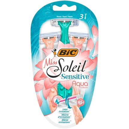 Bic Miss Soleil Sensitive Razor Aqua Colors 3 Pack