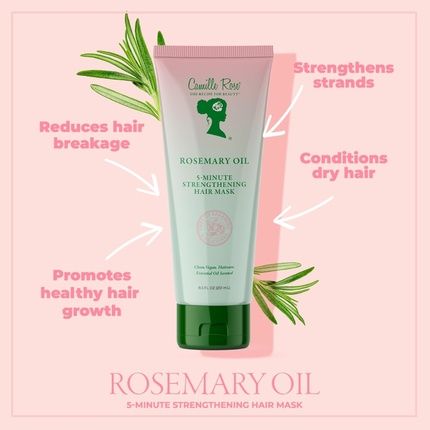 Camille Rose Rosemary Oil 5-Minute Deep Strengthening Hair Mask And Conditioner With Castor, Peppermint, And Rosemary Oils For Hair Growth 8.5 Fl Oz - Image 3
