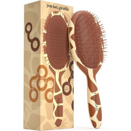 Framar Giraffe Print Detangler Brush For Curly, Wet, And Thick Hair