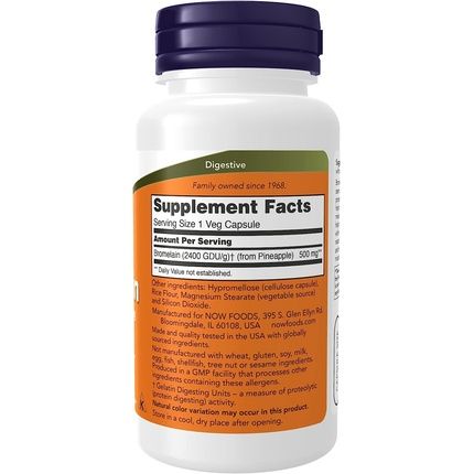 Now Bromelain Natural Proteolytic Enzyme 500Mg 60 Veg Capsules