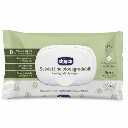 Chicco Baby Wipes With 97% Water And Biodegradable Lid - 60 Pieces